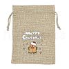 Christmas Printed Burlap Packing Pouches Drawstring Bags ABAG-Q053-02B-06-1