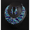 Alloy Rhinestone Pendant Necklaces & Teardrop Stud Dangle Earring Sets for Women WG99E9F-03-2