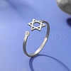 304 Stainless Steel Micro Pave Cubic Zirconia Open Cuff Rings RJEW-S628-02P-1