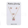 Butterfly Alloy Enamel Pendant Necklaces & Stud Earrings & Rings Sets FS-WGCE538-02-1