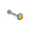 304 Stainless Steel Enamel Flat Round Straight Barbell Piercing Tongue Rings for Women Men WG3BA20-31-1