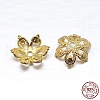 Real 18K Gold Plated 6-Petal 925 Sterling Silver Bead Caps STER-M100-03-2