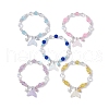 5Pcs 5 Color Glass & ABS Plastic Imitation Pearl Beaded Stretch Bracelets Set BJEW-JB09747-S-1
