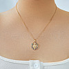 Elegant Vintage Brass Shiny Colorful Cubic Zirconia Hollow Virgin Mary Pendant Necklaces for Women RI7141-2-1