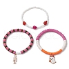 3Pcs Halloween Theme Handmade Polymer Clay Beaded Stretch Bracelets BJEW-TA00470-4