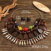 Wood with Plastic Multilayer Necklace & Round Beaded Dangle Earring FS-WGCB179-01-2