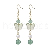 Natural Green Aventurine Butterfly Dangle Earrings EJEW-JE06317-02-2