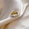 Black & White Checkerboard Stainless Steel Enamel Finger Rings FS-WG83B81-01-2