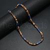 Bohemian Summer Cuboid Dyed Blue Synthetic Imperial Jasper & Coconut Heishi Beaded Necklaces TY7189-1-1
