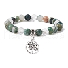 Natural Tree Agate Round Bead Stretch Bracelets BJEW-JB09872-01-1