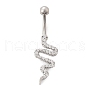 Alloy Rhinestone Snake Curved Barbell Belly Rings AJEW-R007-03P-04-4