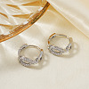 Elegant Brass Clear Cubic Zirconia Oval Hoop Earrings VO8748-2-2