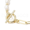 Natural Cultured Freshwater Pearl Beads Paperclip Chains Heart Charm Bracelets with Toggle Clasps BJEW-JB10193-4