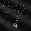 Brass Moon Fox Pendant Cable Chain Necklaces for Women NJEW-C067-02P-2