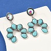 Alloy Synthetic Turquoise Dangle Stud Earrings EJEW-U053-09B-AS-3
