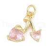 Brass Micro Pave Clear Cubic Zirconia Charms KK-G522-40G-02-1