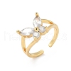 Brass Micro Pave Clear Cubic Zirconia Cuff Rings for Women RJEW-D307-01G-C-2