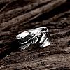 Fashionable Unisex 316L Surgical Stainless Steel Feather Cuff Rings RJEW-BB09945-11-2