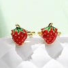 Brass Enamel Cuff Earrings EJEW-U062-01B-G-2