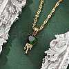 304 Stainless Steel Green Cubic Zirconia Pendant Neckalces for Women NJEW-C078-01C-G-2