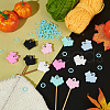 BENECREAT 12Pcs 6 Colors Halloween Ghost Food Grade Eco-Friendly Silicone Beads with 50Pcs Plastic Knitting Stitch Marker Rings SIL-BC0001-10-5