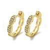 Oval Brass Micro Pave Clear Cubic Zirconia Hoop Earrings EJEW-D311-029G-4