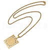 304 Stainless Steel Hollow Rectangle with Cross Pendant Box Chain Necklaces NJEW-D089-06G-2
