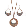 Bohemian Alloy & Wood Pendant Necklaces & Dangle Earrings Sets WG8FC17-02-2