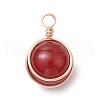 4Pcs 4 Styles Natural Rose Quartz & Green Aventurine & Amethyst & Carnelian Copper Wire Wrapped Ball Pendants PALLOY-TA00217-01-3
