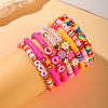 8Pcs 8 Colors Handmade Polymer Clay Heishi Bead Stretch Bracelet Set WG3957D-04-1
