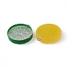6Pcs 3 Colors Flat Round Resin Fruit Pendants RESI-YW0001-44-2