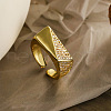 Fashionable Brass Micro Pave Cubic Zirconia Adjustable Cuff Open Rings for Women FS-WG47892-02-1