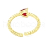 Mother's Day Rings Cubic Zircona Heart Open Cuff Ring RJEW-H103-05G-3