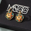 Flower Brass Enamel Hoop Earrings FS-WG068FA-01-5