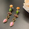 Oval with Teardrop Alloy Resin Dangle Stud Earrings FS-WG7FB0B-01-2