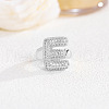 Brass Micro Pave Clear Cubic Zirconia Cuff Rings FS-WG4832E-10-1