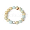 4MM Round Natural Shoushan Stone Beaded Stretch Rings VM0712-5-1
