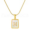 Stainless Steel Snake Bone Chain Alphabet Necklace with Shell Pendant WD3660-8-1