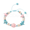 Synthetic Turquoise & Natural Freshwater Shell Beads Braided Bead Bracelets for Women BJEW-JB12023-2
