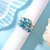 3Pcs Natural Mixed Stone Bead Finger Ring RJEW-JR00855-6