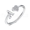 Adjustable Brass Rhinestone Cuff Rings for Women FS-WGEAD33-01-1