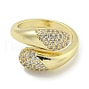 Brass Micro Pave Cubic Zirconia Cuff Ring RJEW-E296-04G-2