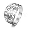 Flower Pattern Hollow Out 304 Stainless Steel Finger Rings FS-WGDCC5F-02-3