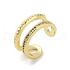 Real 18K Gold Plated Brass Micro Pave Cubic Zirconia Open Cuff Rings RJEW-M170-06G-01-1