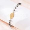 201 Stainless Steel & Electroplated Glass  Miraculous Medal Virgin Cross Charm Bracelets BJEW-B078-163G-5