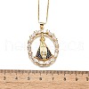 Brass Clear & Blue Cubic Zirconia Nossa Senhora Aparecida Virgin Pendant Necklaces for Women NJEW-U039-01A-G-5