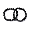 Natural Tourmaline Round Beaded Stretch Bracelets for Men Women BJEW-G743-01A-4