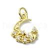 Moon Theme Brass Micro Pave Clear Cubic Zirconia Charms KK-H475-57G-01-1