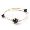 Natural Gemstone Round Beaded Bangle BJEW-JB07816-4