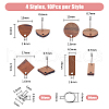 DICOSMETIC 20 Pairs 4 Style Flat Round & Rhombus & Triangle & Rectangle Wood Stud Earring Findings DIY-DC0002-86-2